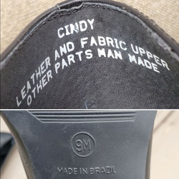 Vintage 90s y2k Black Leather Square Toe Chunky Heel Slinky Heeled Loafers 9 - Picture 8 of 9